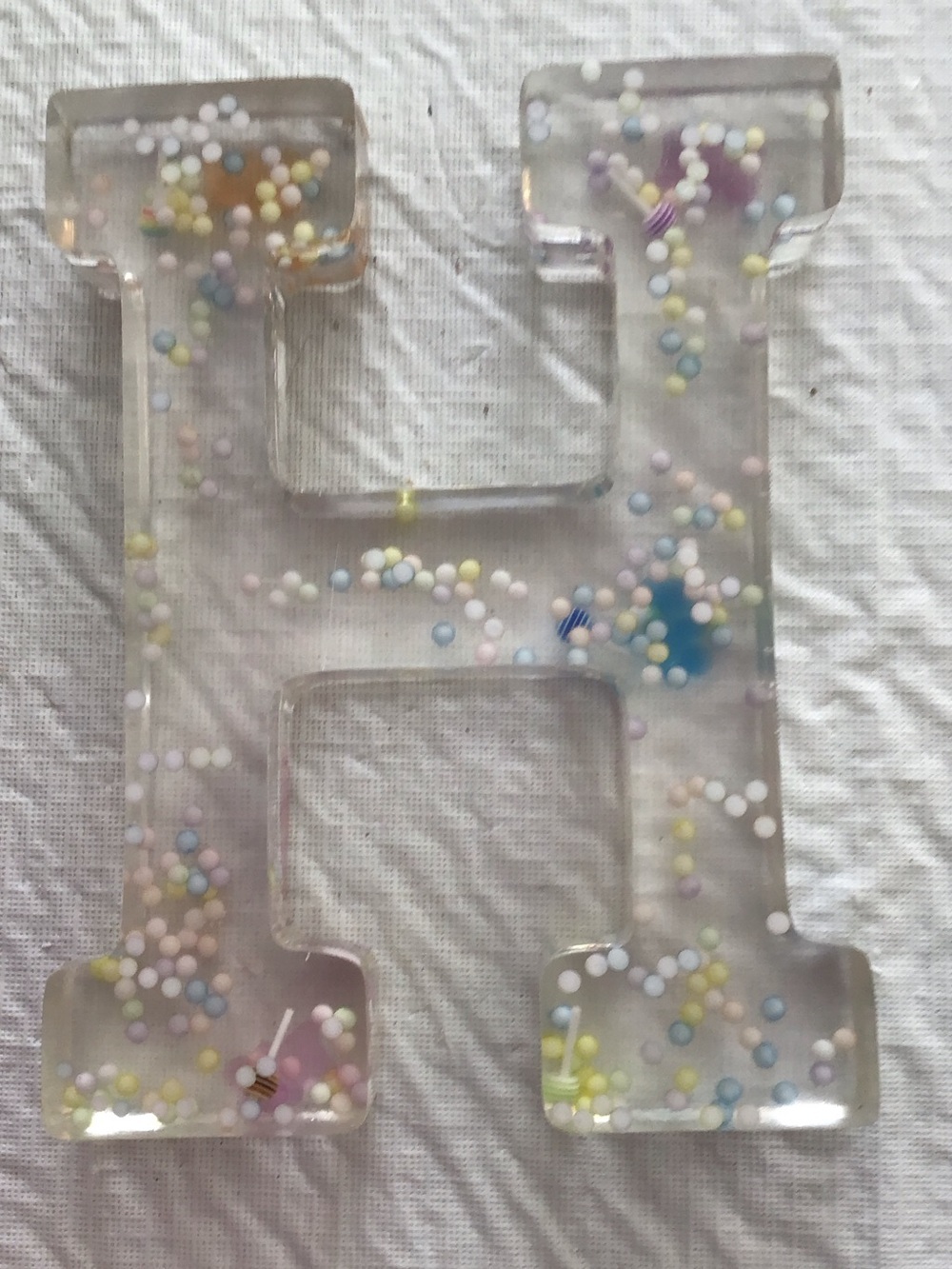 Ashland Clear Monogram Letter H with Pastel Dots